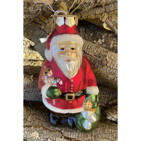 Midwest Cbk Red Santa with Bag of Toys Glass Christmas Ornament - Picture 1 of 7
